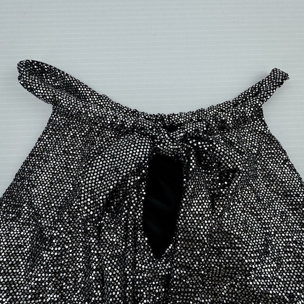 Caramela Black Silver Tiered Halter Dress Womens M Party Cocktail - Picture 10 of 11